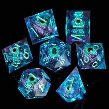 Juego de dados con ojo de dragón giratorio, dados poliédricos de resina con bordes afilados para D&D, juegos de rol hechos a mano, juego de dados D&D, D20 D10 D8 D6 D4 - Multicolor - Ver 1