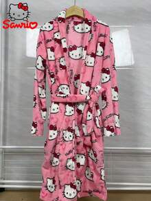 新款法兰绒睡袍，女士保暖中长浴袍，舒适优雅的睡衣，也可作外穿 - 彩色 - 查看 10