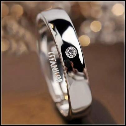 1pc 4mm Wide Fashionable Titanium Steel Couple Rings, 925 Silver Plated, Non-Fading, Personalized Midi Ring, Suitable For Casual Wear, Party, Christmas, Birthday, Holiday, Best Friend Gift