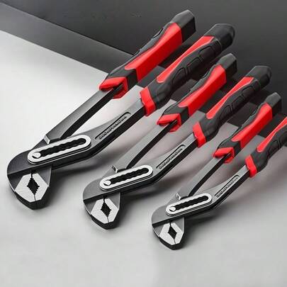 1 chave de cano multifuncional, ajustável e resistente, de 8, 10 e 12 polegadas, com boca larga e sistema de liberação rápida. Ideal para instalações hidráulicas e de banheiro, reparos automotivos, produção industrial e manutenção de máquinas.
