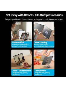 MOMAX KH5 Aluminum Alloy Swivel Stand With 360-Degree Ball Head Adjustment, Strong Grip, Stable And Non-Slip Design, Portable And Foldable, Compatible With Mobile Phones And Tablets For Live Drawing - Silver - View 4