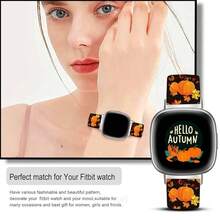 Compatible With Watch Band Fitbit Versa 3, Versa 4, Sense, Sense 2, Holiday Pattern Silicone Replacement Strap{Inchcolor_nameinch:InchAutumnColorBlackPumpkininch,Inchsize_nameinch:InchForVersa4/Versa3/Sense2/Senseinch} - AutumnColorBlackPumpkin - View 6