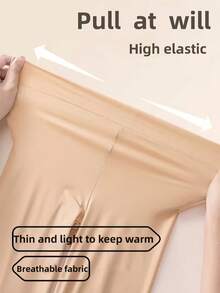 Conjunto de 2 Calças Térmicas Ultrafinas Sem Costura, Calças Justas Elásticas de Cintura Alta para Outono e Inverno, Roupa Íntima Feminina e Pijama