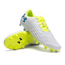 Under Armour 男女通用轻便舒适足球鞋 3027038-103 - 白色/黃色/藍色 - 查看 3