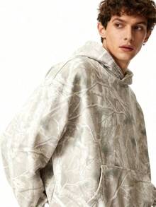 Men's Camo Hoodie Maple Leaf Print Hoodie Oversized Hoodie Sweatshirt  Casual Pullover Sweater With Pocket - 銀色 - 查看 6