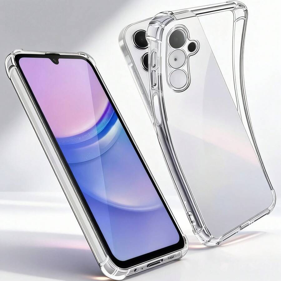 حافظة هاتف شفافة مقاومة للصدمات والخدوش، مناسبة لهواتف Galaxy S25/Galaxy S25 Plus/Galaxy S24/S24+/S23/S22/S21/A16/A15/A55، حافظة هاتف واقية، غطاء هاتف، حافظة هاتف مقاومة للسقوط، حافظة هاتف بسيطة، حافظة هاتف أحادية اللون، حافظة هاتف شفافة مقاومة للصدمات في الأركان الأربعة، حافظة هاتف من مادة TPU (مقاومة للصدمات بمستوى عسكري)، حافظة هاتف خفيفة الوزن