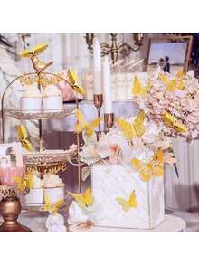 3D Wall Decor 48 Pcs 4 Styles 3 Sizes Gold Decorations Birthday And Party Celebrations Removable Stickers - 48件黃金 - 查看 2