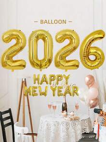 16Pcs 16-Inch Gold 2026 Happy New Year's Eve Party Decorations Winter Happy New Year Celebration Aluminum Foil Balloon Atmosphere Making Decorations - Multicolor - View 8