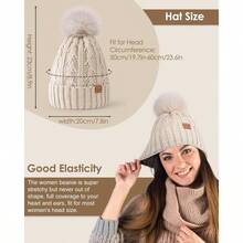 Winuesa Satin Lined Beanie For Women With Pom Pom Fashionable Womens Winter Hats Silk Beanies Cute Warm Knit Hat Skull Cap - Black - View 4