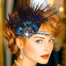 1920s Peacock Fascinator Flapper Headband Gatsby Hair Accessories Headpiece Women - 最初的 - 查看 3