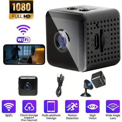 1 Camera mini HD thông minh 1080P, Webcam, Giám sát từ xa, Camera mini thông minh, Phát hiện chuyển động, Đàm thoại hai chiều, Có thể xem mọi lúc mọi nơi, Không chống nước, Hỗ trợ thẻ TF và Camera mini giám sát WIFI, Thích hợp sử dụng trong nhà | Ngoài trời | Văn phòng | An ninh gia đình.