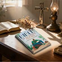 52周基督教年度计划本，户外风格插图，52周圣经学习计划及阅读指南，螺旋装订，男士灵修/小组/圣诞节及父亲节礼物，信仰成长日志 - 5.5x8.3英寸 - 查看 6