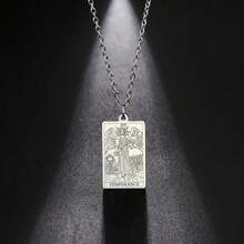 TEAMER Stainless Steel Tarot Cards Necklace Vintage Tarot Jewelry Good Luck Amulet Pendants For Women{Inchcolor_nameinch:InchSilver-TEMPERANCEinch} - 銀-節制 - 查看 7