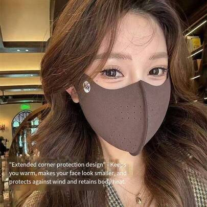 2个装保暖透气纯色3D时尚女士口罩，秋冬季