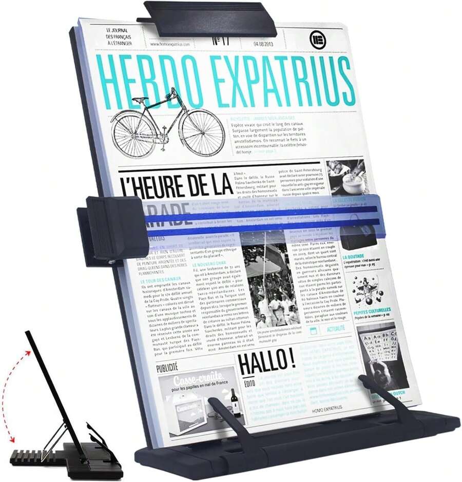 ¡RecomendadoSoporte para Documentos de Escritorio con 7 Ángulos Ajustables, Stand de Papel de Metal para Teclear al Leer Formatos A4, Cartas, Libros, Recibos, Partituras, Libros Texto¡Top de Temporada - Vertical - Ver 1