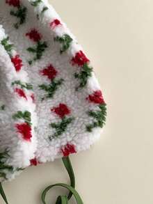 Thermal Lined Striped Fingerless Gloves With Ear Muffs, Warm And Cute Winter Set For Girls Plush Striped Fingerless Gloves With Ear Muffs, Warm And Fashionable Winter Set - Lambswool-lined Gloves - View 11