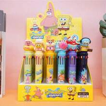 6pcs/Box Cartoon Star Spongebob Push-Button Ballpoint Pens, Cute Patrick Star Design, Colored Pens, Journaling Supplies, Office Accessories, 0.5mm Black Carbon Ink Pens, Suitable For Gifts/Christmas Gifts/Gifts For Men/Christmas Stocking Stuffers