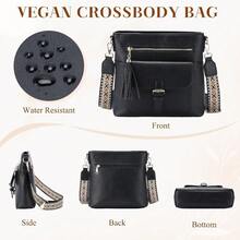 Crossbody Bag For WomenSoft Vegan Leather Cross Body Purse Medium Shoulder Bag Handbags With Guitar Strap - Black - View 6
