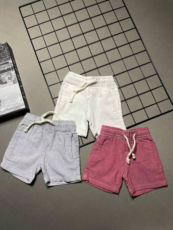 Kit 2 Shorts Linho Menino Recém Nascido Mauricinho Bermuda Infantil OPLK