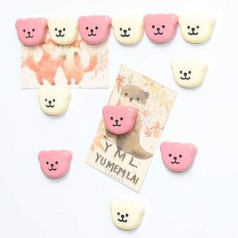 6개/세트 귀여운 곰 냉장고 자석, 핑크 곰 화이트보드 스티커, 가정 및 주방 장식
