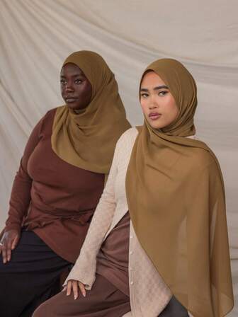 1件装女士纯色头巾，基础款女士长袍，经典纯色头巾，头饰