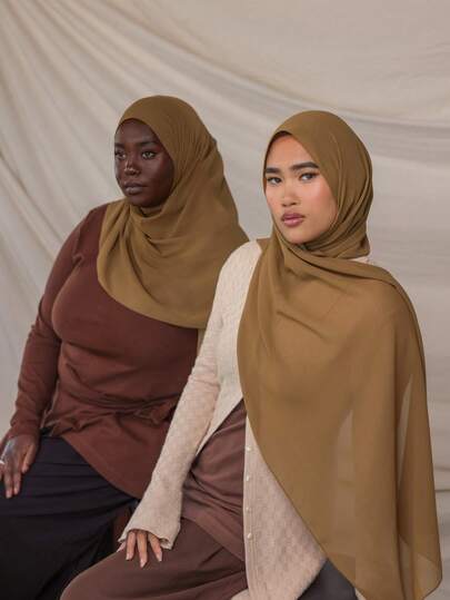 1pc Women's Solid Color Hijab, Basic Women's Abaya, Classic Solid Color Headscarf, Head Wrap