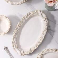 2pcs Exquisite Ceramic Large Plates With Ocean Wave Design - Round Shape With Ruched Edges, Suitable For Afternoon Tea, Desserts, Steak, Pasta, Fish Dishes - For Home, Hotel, Restaurant Use, Hotel Tableware | Elegant Dinnerware | Ceramic Plates - Multicolor - View 4