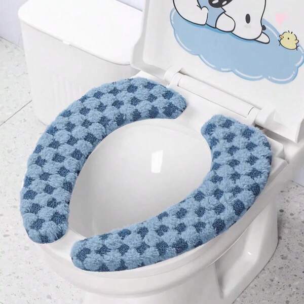 1 pieza Cojín de asiento de inodoro engrosado, Funda de asiento de inodoro adhesiva lavable, Adecuado para uso doméstico, dormitorio, hotel, otoño/invierno