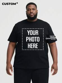 Customized Plus Size Men's T-Shirt, Available In Sizes From 1XL To 6XL. Personalized Graphic And Text Design. Suitable As A Gift, For Special Occasions Like Holidays Or Anniversaries, As Well As Everyday Wear And Outdoor Activities. - Black - View 1
