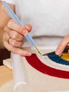 DIY Punch Needle Set - Stainless Steel Handmade Pen With Thick Plastic Handle, Light Blue - All-Season Handmade Embroidery And Weaving Tools, Suitable For Creative Projects, Sewing Tools, Women's Clothing Tools, Crochet