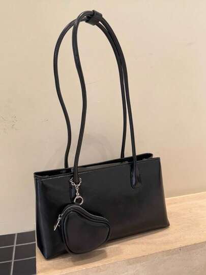 新款春夏女士单肩包，时尚心形腋下包，韩版小众设计百搭手提包，高品质安克拉红色单肩手提包