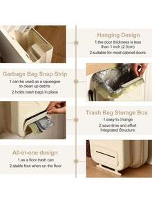 1 thùng rác treo gấp gọn, thích hợp cho cửa tủ bếp, thùng rác hữu cơ bằng nhựa dung tích 1,5 gallon, thiết kế treo tiện lợi, tiết kiệm không gian, phù hợp với cửa tủ nhà, phòng tắm, văn phòng, xe RV, ô tô. - Nhiều màu - Xem 4