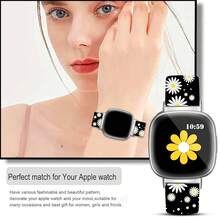 Compatible With Watch Band Fitbit Versa 3, Versa 4, Sense, Sense 2, Holiday Pattern Silicone Replacement Strap{Inchcolor_nameinch:InchBlackDaisyinch,Inchsize_nameinch:InchForVersa4/Versa3/Sense2/Senseinch} - BlackDaisy - View 7