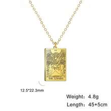 TEAMER Stainless Steel Tarot Cards Necklace Vintage Tarot Jewelry Good Luck Amulet Pendants For Women{Inchcolor_nameinch:InchGold-THELOVERSinch} - 金-THELOVERS - 查看 8