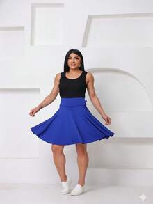 WOLFOX Short, Elegant Fitness Skirt In Spandex Fabric With A High Waist And Stylish Design. - 藍色 - 查看 6