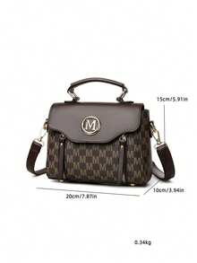 Dedoo Retro Minimalist Printed Crossbody Bag With Adjustable PU Shoulder Strap And Flap Closure - Brown - View 5