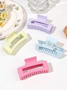 1pc/4pcs Macaroon Cream Matte Square Hair Claw, 8.5cm Claw Clips Hair Clips Hair Jaw Clip Hair Clamps Hair Clutch Hair Catcher Clip, Casual Fall Winter Hair Accessories For Women For Vacation Outfits Woman - Multicolor - View 8