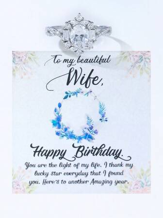 1 件装女士 S925 银几何戒指，长方形十字设计，白色立方氧化锆镶边，可叠戴，低过敏性珠宝，周年纪念、情人节、圣诞节、婚礼、订婚派对、日常时尚配饰礼物。