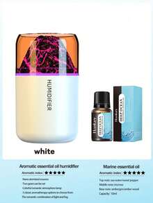 1pc Colorful Volcano Shaped Humidifier, USB Powered, 2 Working Modes, 7-Color LED Light, 180ml Capacity, Volcano Effect Aroma Lamp And Essential Oil Diffuser, Auto Shut-Off, Quiet Mist, Air Freshener For Car, Room, Office, Living Room, Desk, Unisex Daily Gift - 白色 - 查看 18