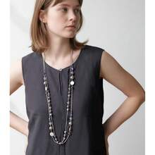 Noessla Layered Long Necklaces For Women Crystal Beaded Statement Necklace Sweater Silver Chain With Gifts Box Jewelry{Inchcolor_nameinch:InchPurpleinch} - 紫色 - 查看 4
