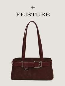 1pc FEISTURE Fashion Women Underarm One Shoulder Bag, Suitable For Daily Outing, Dating, Commuting - Red - View 3