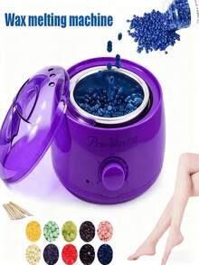 1 pieza Fundidor de cera para depilación + 1000g Cera dura multicolor para depilar - Olla de cera morada caliente - Ver 2