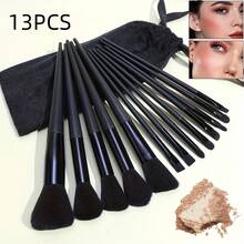 High Quality Black Makeup Brush Set - Recommend New Year Party, High Quality Makeup Brush Set, Makeup Brush Set With Box, Shining Charm Makeup Brush, Makeup Gift Set, Bright Makeup Brush, Beauty Essential, Elegant Design, Smooth Application, High-Quality Craft, Beauty Lover, One Foundation Make-Up Brush, Common In Spring, Autumn, Winter, Summer, Travel Essential - Multicolor - View 9