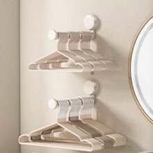 Hanger Organizer Stacker, 2 Pack Suction Cup Self-Adhesive Extendable Garment Rack, Space Saving Clothes Hanger Storage Holder For Closet Laundry Room (White),24074876 - White - View 3