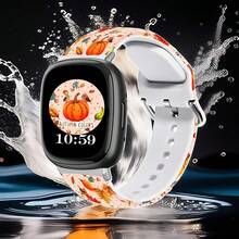 Compatible With Watch Band Fitbit Versa 3, Versa 4, Sense, Sense 2, Holiday Pattern Silicone Replacement Strap{Inchcolor_nameinch:InchAutumnColorOrangeinch,Inchsize_nameinch:InchForVersa4/Versa3/Sense2/Senseinch} - AutumnColorOrange - View 3