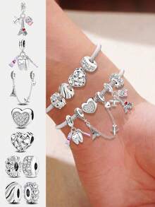1Pc Elegant Safety Chain Charm For Women Fit Bracelets Bangles DIY Jewelry Making Dating Gift Fine Ladies Jewellery - Silver - View 2