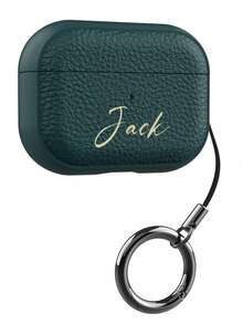 [Customized]Personalized Custom Luxury Name Letter Customized Cover Compatible With 1 2 3 4 Pro 2 Pro 3 Lychee Pattern TPU Earphone Case