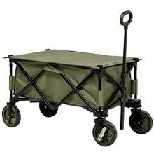 Outsunny Beach Cart, Foldable Transport Cart With 4 Wheels, Removable Canvas, Height Adjustable, Tilting Tray, Foldable And 5 Storage Bags, 108 X 55 X 93, Green - 1 - 查看 1