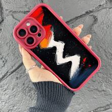 [Teléfono] Compatible con los modelos 16, 15, 14, 13, 12 y 20 Pro. Este teléfono presenta un diseño impreso de salpicaduras de líneas onduladas y una escalera en forma de ojo. - carmesí - Ver 4