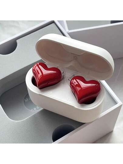 Auriculares con forma de corazón, auriculares inalámbricos Bluetooth, auriculares Bluetooth estéreo 3D, auriculares con cancelación de ruido y batería de larga duración (32 horas), ideales para el trabajo, el estudio, el deporte y los viajes.